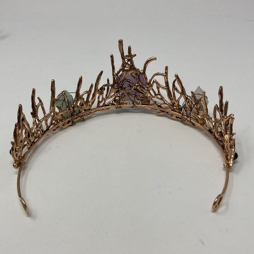 Majestic Genuine Gemstone Crown with Amethyst, Fluorite & Quartz Crystal - Picture 4 of 6